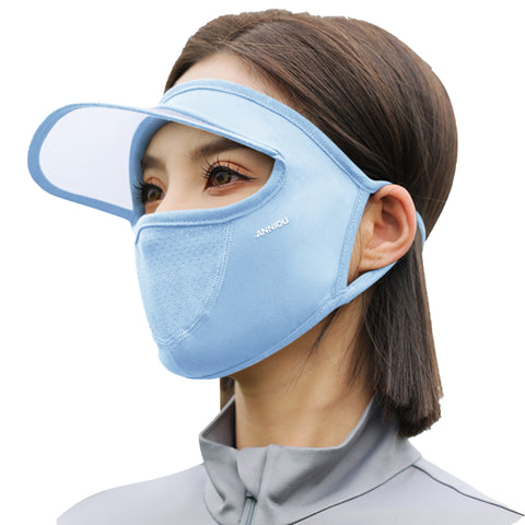 Sidiou Group ANNIOU Wholesale Custom Women Full Face Sunshade Facemask Summer UV Protection Breathable Ice Silk Sunscreen Mask with Brim