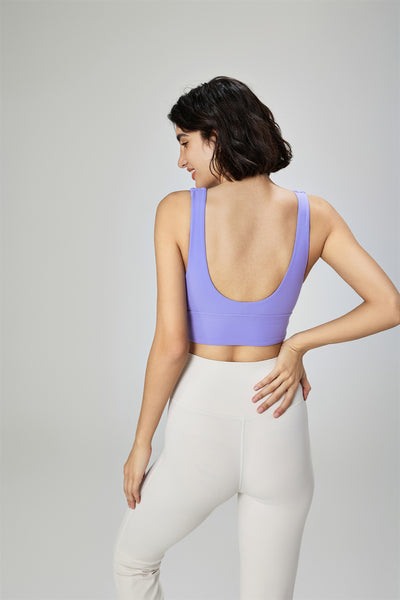 Summer Sexy Sports Bra Women's Beautiful Deep U Back V Neck Gathered Yoga Bra Removable Pad Breathable Lightweight Workout Vest