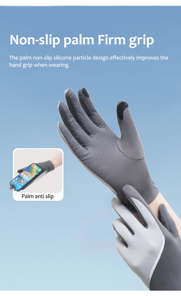 Sidiou Group ANNIOU High Quality UPF 50+ Summer Ice Silk Women's Sunscreen Anti UV Full Hand Gloves Protect for Sun Anti Slip Touchscreen Golf Cycling Driving Gloves