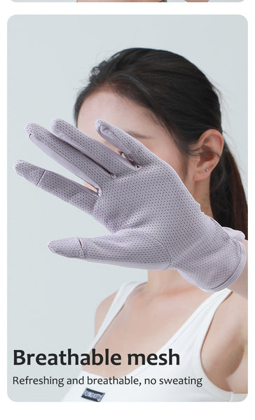 Sidiou Group ANNIOU UPF50 Summer Outdoor Sunscreen Cycling Ice Silk Anti Slip Gloves Touch Screen Breathable Sun Protection Gloves for Women