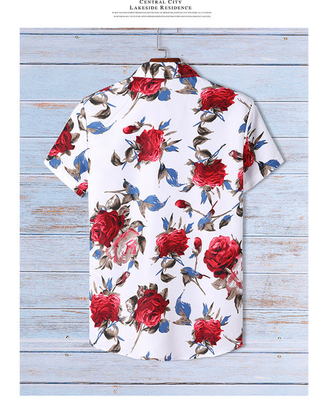 High Quality Summer Heat Sublimation Casual Beach Shirt Men's Short-sleeved Hawaiian Beach T-shirt Men