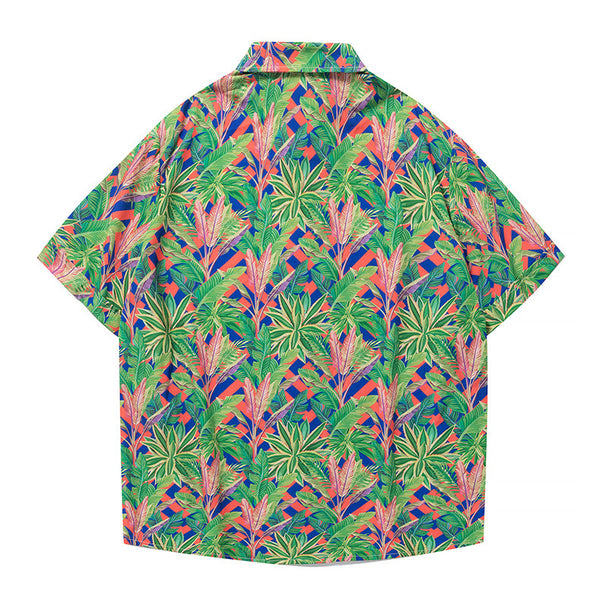 Men's High Quality Summer Beach Shirts Quick-Drying Hawaiian Flower Print Casual Style Short Sleeve Ice Silk T-Shirt