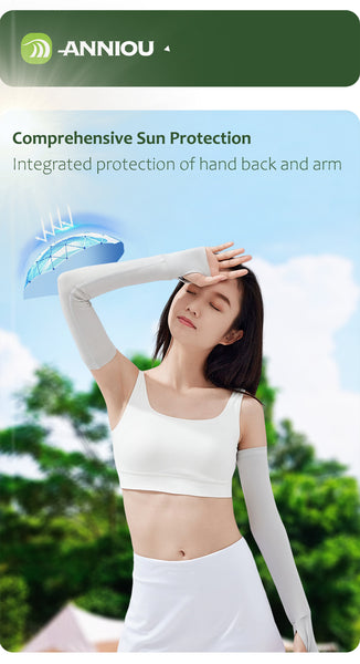 Sidiou Group ANNIOU High Quality Outdoor UPF50+ UV Protection Cooling Arm Long Sleeve Men Women Sun Sleeves to Cover Arm for Traveling