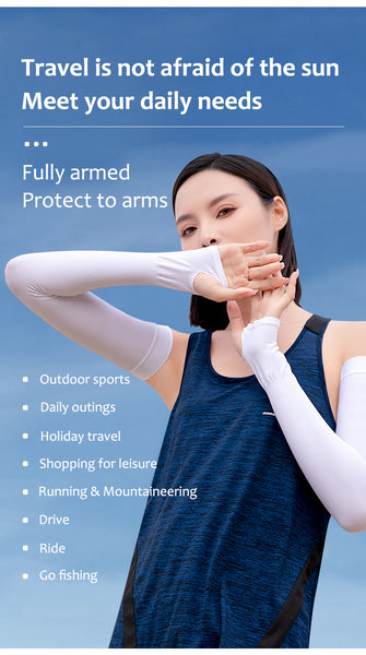 Sidiou Group ANNIOU 2 Pairs Cooling Arm Sleeves Women Knitted Anti UV Sun Sleeves With Thumb Hole for Driving Summer Men Fishing Cycling Arm Sleeve