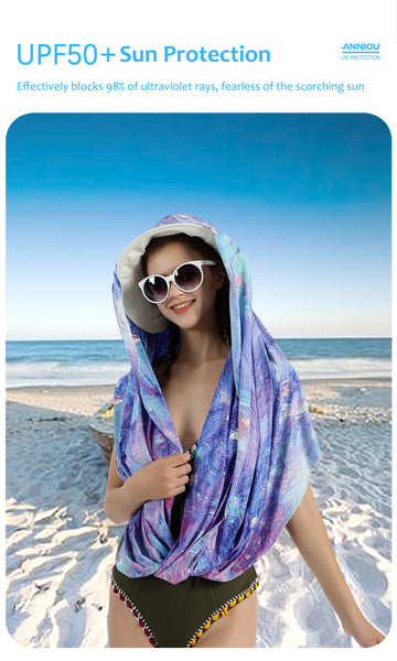 Sidiou Group ANNIOU Multifunctional UPF50+ Grey Yarn Sunscreen Scarf Outdoor Travel Sun Shade Blouse Women Beach Shawl Sun Protection Shawls