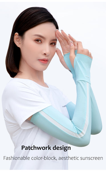 Sidiou Group Fashion Cooling Ice Slik Sleeves Breathable Women's Cycling Running Arm Gloves Summer UPF50+UV Protection Arms Sleeve Men