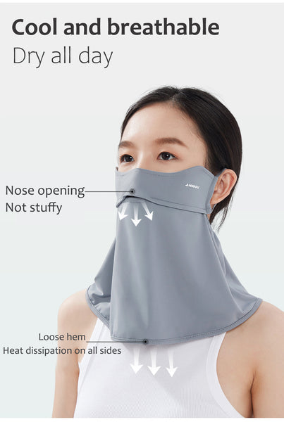 Sidiou Group ANNIOU Outdoor Sports Summer Women UPF50 Ice Silk Sunscreen Mask With Ear Loop Breathable Sun Protection Neck Gaiter for Cycling UV Dustproof Bandana