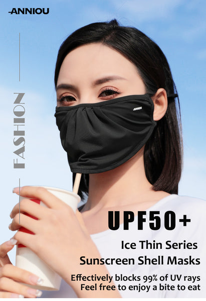 Sidiou Group ANNIOU Anti UV Mask Washable Ice Silk Soft Breathable Woman Sun Protecting Face Cover Outdoor UPF50+ Face Cover Ups