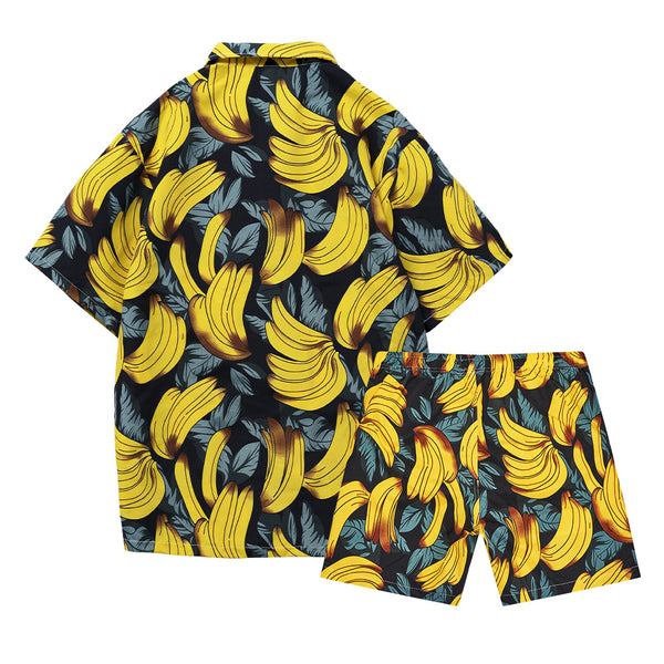 Hawaiian Beach Flower Shirt Short Sleeve Suit Men's Loose Holiday Shirt Shorts Two-piece Men's Summer Vintage T Shirt Set