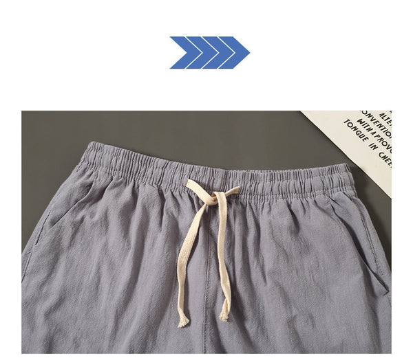 Sidiou Group ANNIOU Summer Men's Sports Board Shorts 100% Cotton Linen Loose Straight Casual Pockets Mid Waist Elastic Drawstring Beach Swim Pants