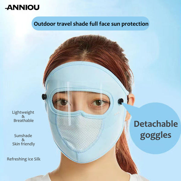 Sidiou Group ANNIOU Summer Thin Ice Silk Sunscreen Face Mask UV Protection Breathable Full Face Mask Windproof Dustproof for Motorcycle Cycling