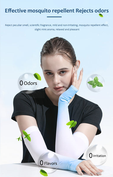 Sidiou Group Gradient Color Summer Ice Silk Arm Sleeves with Finger Slot for Girls UV Protection Driving Cycling Anti-mosquito Arm Sleeves