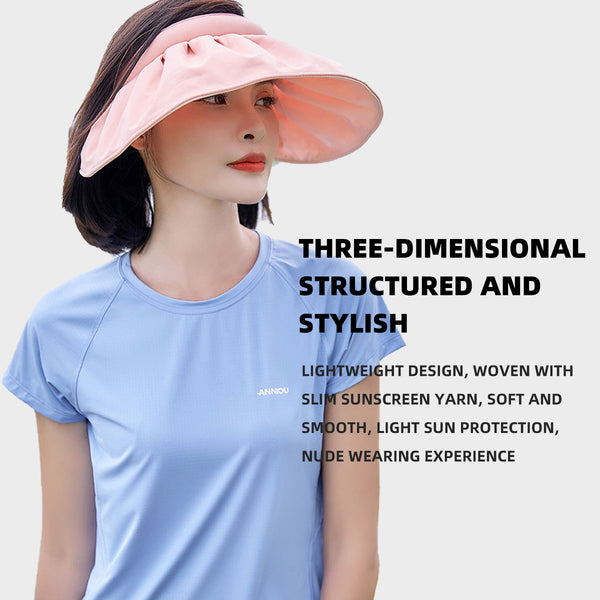 Sidiou Group ANNIOU Best Quality Sun Protection Hat Women's Summer New Foldable Headband Anti UV Empty Top Cap Outdoor Cycling Sun Visor Hat