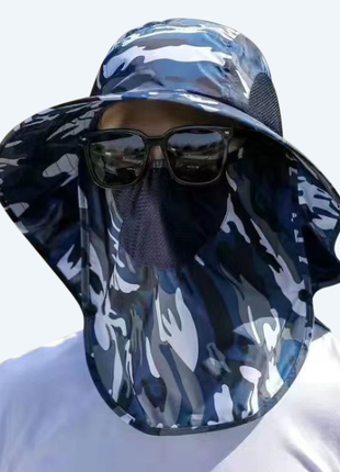 Camouflage Blue Sun Protection Quick-drying Fishing Hat
