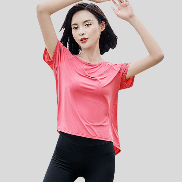 Casual Women's Summer Ice Silk Breathable Sunscreen T-shirt UPF50+ Outdoor Running Fitness Yoga Clothes Quick dry Short Sleeve Top