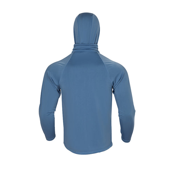 Wholesale Custom Logo UPF 50 Rush Guard with Mask UV Neck Blank Long Sleeve Uv Shirt Men with Hood