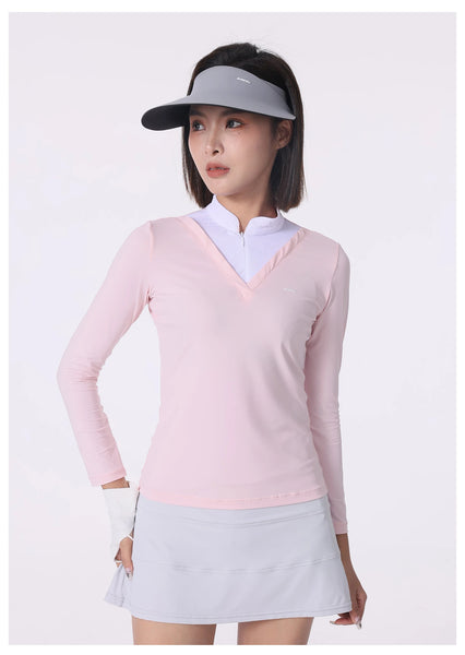Sidiou Group ANNIOU Custom Logo Women's Fashion UPF50+ Sun Protection Golf Wear Long Sleeve T-shirt Ice Silk Quick-drying Slim Fit Golf Shirts
