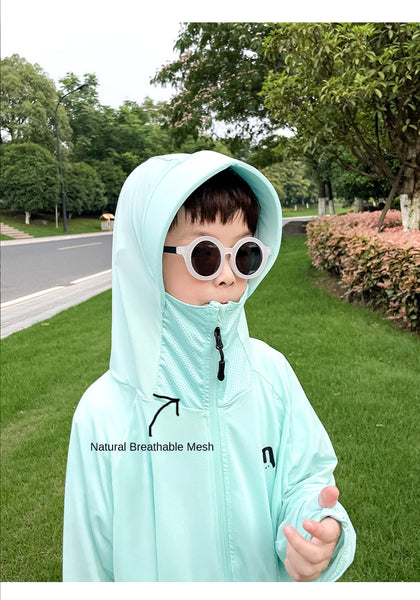 Sidiou Group Anniou  Multicolor Kids UPF50+ Ice Silk Thin Children Outdoor Sunscreen Clothing Boys Breathable UV Hoodie Girls Summer Cycling Jacket