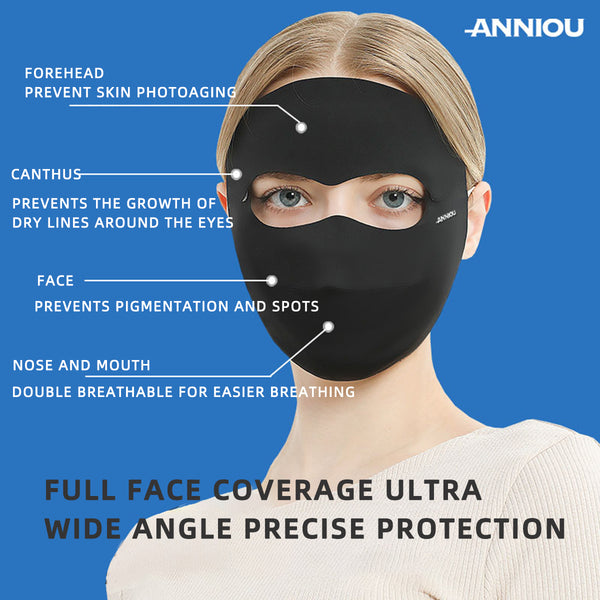 Sidiou Group ANNIOU Sun Protection Ice Feeling Face Mask Removable Full Face Sunscreen Mask Women's UV Protection Breathable Face Cover