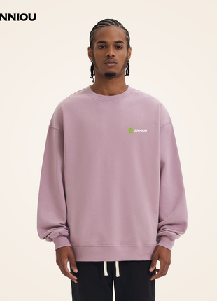Light Purple Men's 380g Crewneck Pullover Sweater