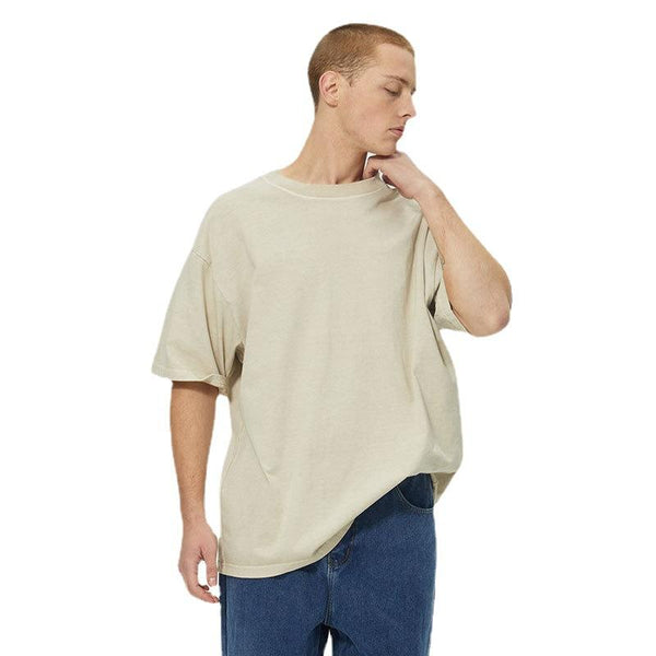 Round Neck American Street Wear T shirt Heavy Short-sleeved Retro Washed T Shirt Men Women Half-sleeved Loose Oversize T Shirt