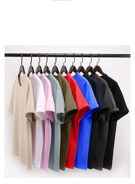32 Double Yarn Loose Heavy Shoulder Summer Short-sleeved Cotton Loose Custom Print t shirt Men and Women T shirt Design