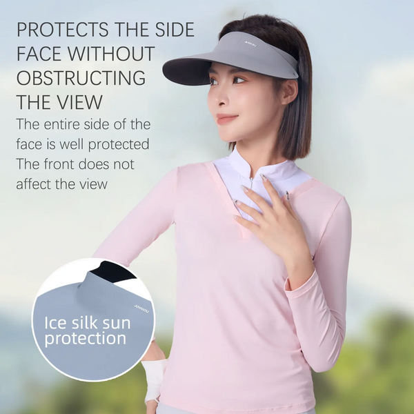 Sidiou Group ANNIOU Golf Sun Protection Cap Seamless Foldable Outdoor Visor Caps Ice Silk Breathable Empty Top Sun Hat