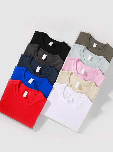 32 Double Yarn Loose Heavy Shoulder Summer Short-sleeved Cotton Loose Custom Print t shirt Men and Women T shirt Design