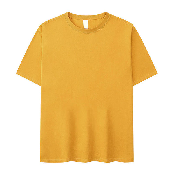 Heavy Custom Logo Short-sleeved Men's and Ladies Summer Round Neck Cotton Thread Solid Color Custom Print t-shirt