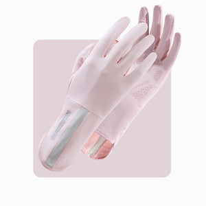 Sidiou Group ANNIOU Wholesale Full Finger Sunscreen Summer Cooling Ice Silk UV Protection Hand Gloves for Women Anti-slip Breathable Cycling Fishing Gloves