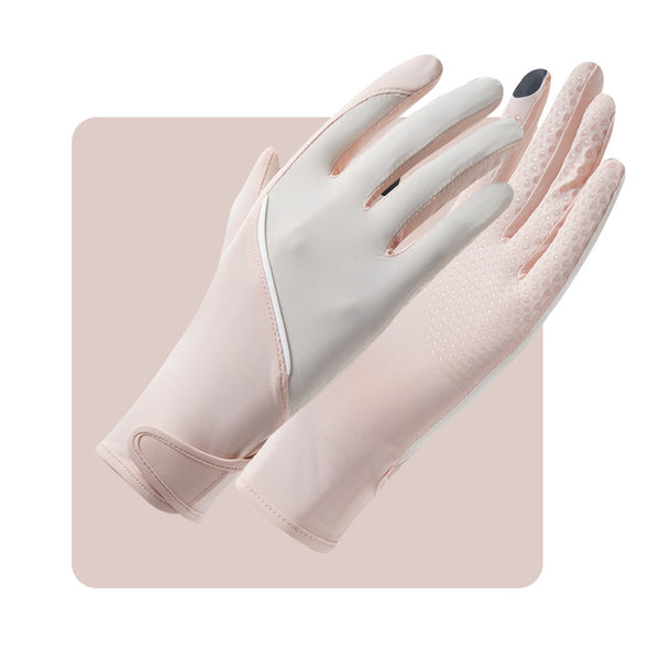 Sidiou Group ANNIOU High Quality UPF 50+ Summer Ice Silk Women's Sunscreen Anti UV Full Hand Gloves Protect for Sun Anti Slip Touchscreen Golf Cycling Driving Gloves