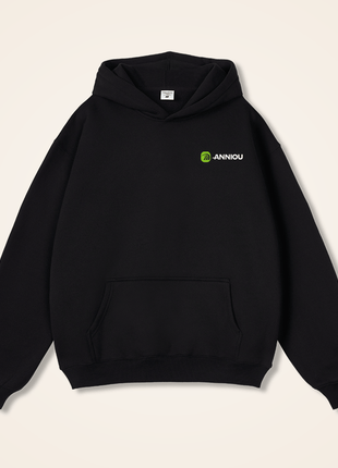 black 350gsm fleece pullover hoodie