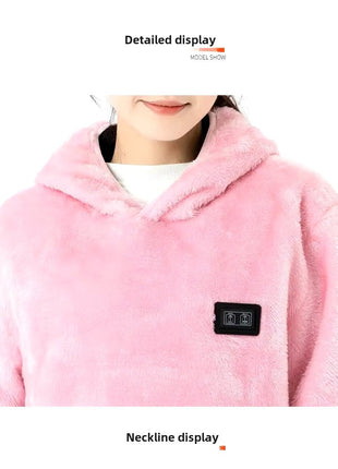 Coral Fleece Heated Hooded Sweatshirt - Sidiou Group