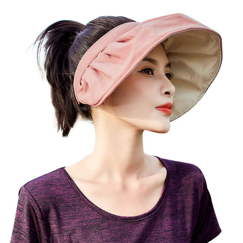Sidiou Group ANNIOU Best Quality Sun Protection Hat Women's Summer New Foldable Headband Anti UV Empty Top Cap Outdoor Cycling Sun Visor Hat