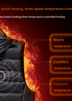 one touch heating vest with three level temperature control