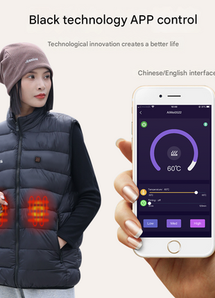 smart app controlled heated vest