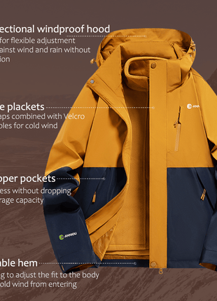 Unisex 3 - in - 1 Removable Polar Fleece Hiking Jacket - Sidiou Group