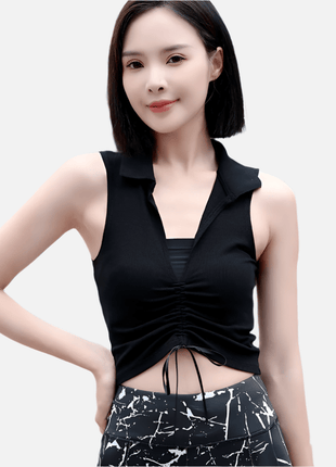 Women's Drawstring Polo Sleeveless Top - Sidiou Group
