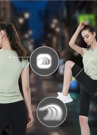 Women's Quick - Drying Slim Drawstring Short - Sleeved Yoga T-Shirt - Sidiou Group