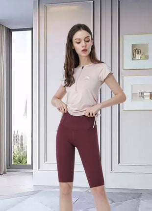 Women's Quick - Drying Slim Drawstring Short - Sleeved Yoga T-Shirt - Sidiou Group