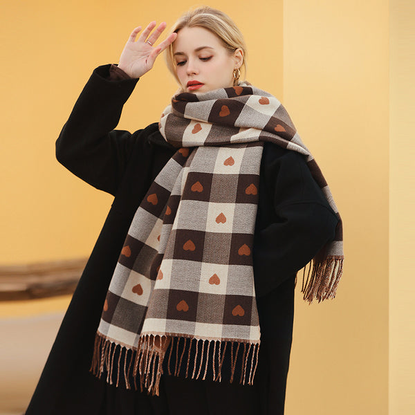 Sidiou Fashion Lady Warm Long Tassel Shawls Scarf Wholesale Hot Sale Thick Plaid Winter Cashmere Windproof Scarves For Women