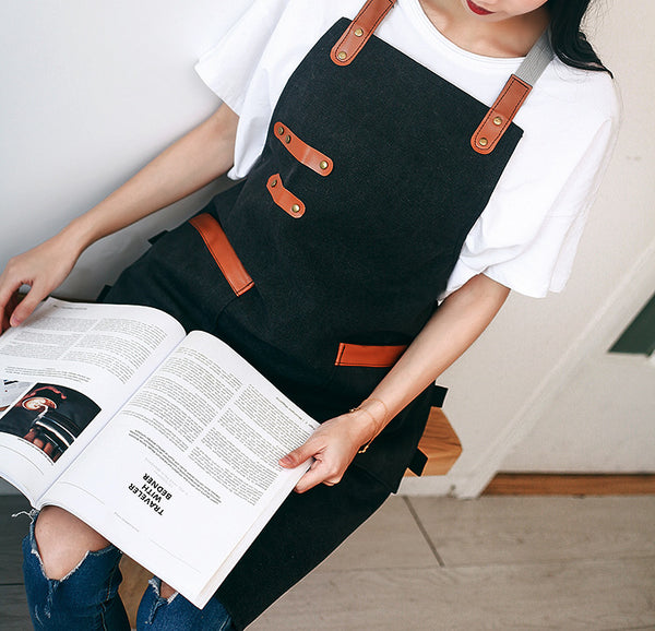 China Wholesale Custom Apron Printing Retro Padded Shoulder Strap Wash Canvas Men And Women Personalized LOGO Overalls Design Own Apron