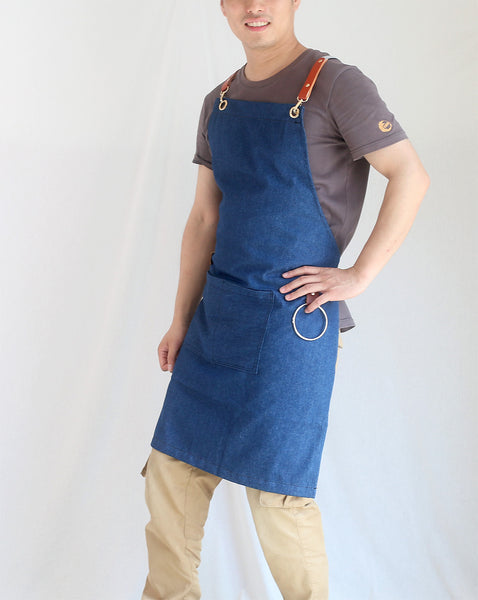 Fashion 100% Cotton Denim Soft Breathable Apron With Own Logo For Unisex Custom Made Apron Chef BBQ Hairdresser Cafe Shop Screen Printed Aprons