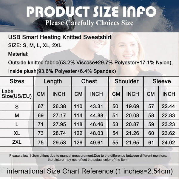 Sidiou Group Anniou USB Heating Knitted Sweatshirt with 10000mAh Rechargeable Battery Winter Thermal Top Electric Heated Sweatshirt For Men and Women