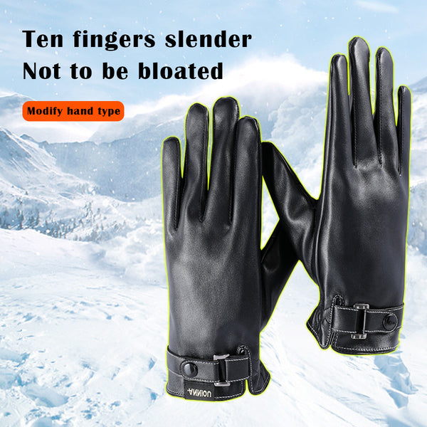 Sidiou Group Winter Touch Screen Gloves Waterproof PU Leather Warm Outdoor Sports Gloves For Motorcycle Climbing Skiing Men Women