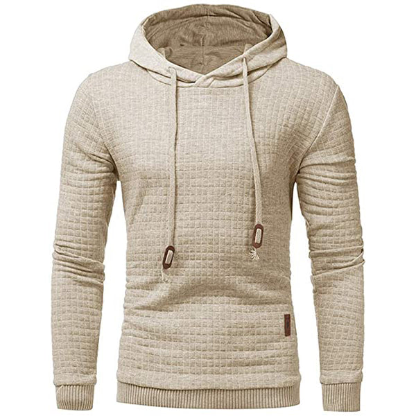 Sidiou Group Anniou Mens Hooded Sweatshirt Fashion Gym Workout Long Sleeve Drawstring Sports Hoodie Plaid Jacquard Pullover Hoodies