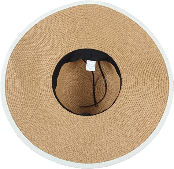 Sidiou Group Anniou Ladies Summer Folding Straw Hats Wide Brim Large Fedora Floppy Beach Sun Hat For Women
