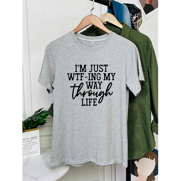 Wholesale Summer T-shirt Letter Print Loose Tops Personality Sweat Breathable Colorful Plus Size Women's T-Shirts 100% Cotton
