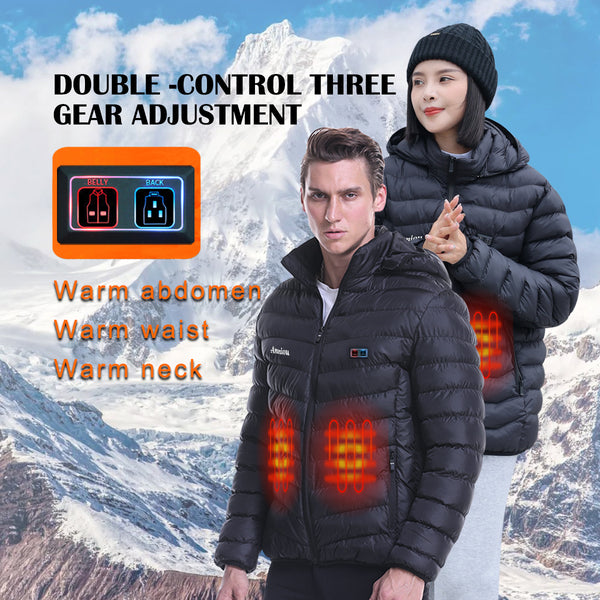 Sidiou Group Anniou Dual Switch Electric Heated Jacket Rechargeable Battery USB Heating Jacket Men Women Adjustable Temperature Winter Warm Cotton Hooded Heated Coat