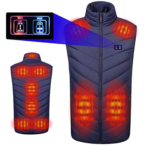 Sidiou Group Anniou Men Women Double Switch Adjustable Temperature USB Heated Waistcoat Washable Warm Heating Gilet (Package Not Included Power Bank)